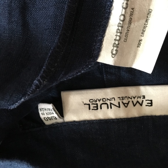 Emanual Ungaro navy long sleeved linen zip up hoodie jacket - Picture 5 of 6